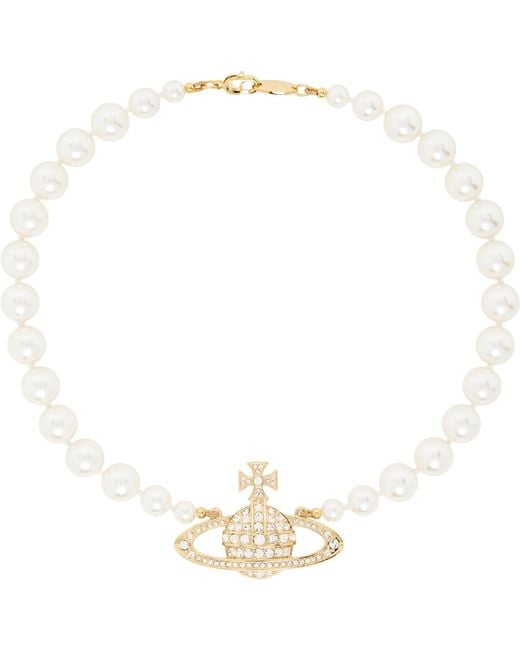Vivienne Westwood White One Row Bas Relief Faux-Pearl Necklace