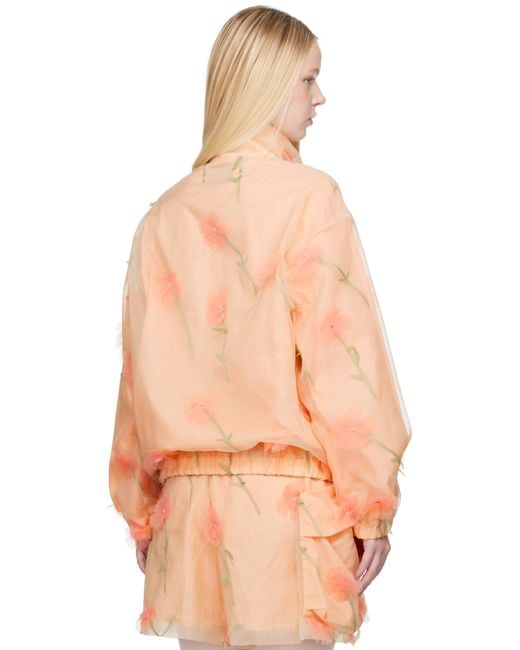 【SIMONE ROCHA】Carnation Cagoule オーガンザ ジャケット Simone Rocha Carnation Organza Cagoule Jacket in Orange | Lyst