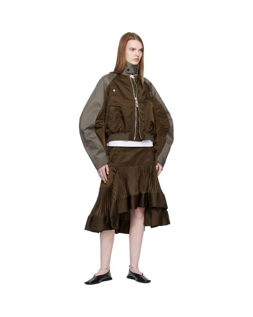 Sacai Brown Chino & Twill Bomber Jacket