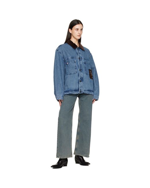 Charles Jeffrey Blue Corduroy Collar Denim Jacket