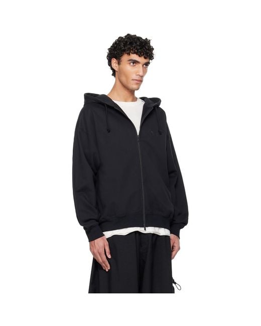 Y-3 Blue Brushed Terry Zip Hoodie for men
