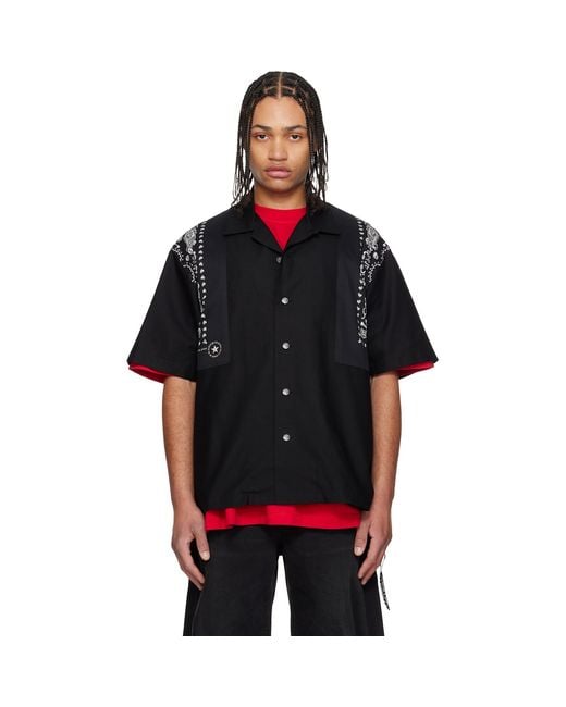 Mastermind Japan Black Bandana Short Sleeve Shirt for men
