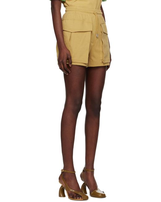 Dries Van Noten Yellow Tan Drawstring Shorts
