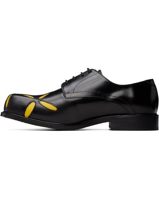 STEFAN COOKE Black Slashed Square Toe Derbys for men