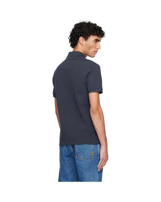 Balmain Blue Embroidered Cotton Polo for men