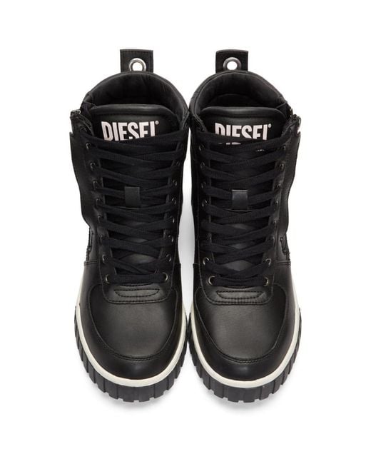 DIESEL Black S-rua Mid Sneakers for Men | Lyst