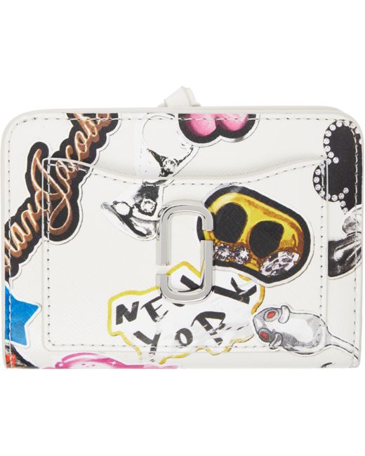 Mini Portefeuille Compact Utilitaire Snapshot Blanc À Images D'Autocollant Marc Jacobs en coloris White