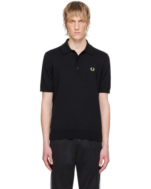 Fred Perry Black Embroidered Polo for men