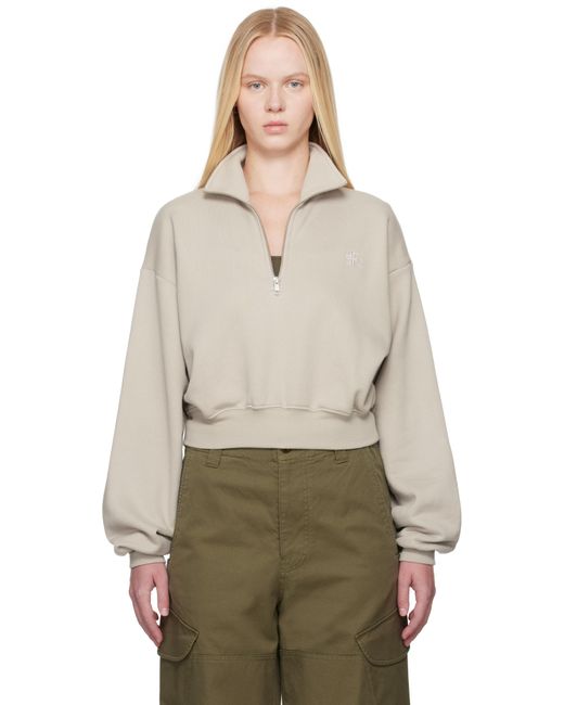 ÉTERNE グレー クロップド ハーフジップ スウェットシャツ Natural
