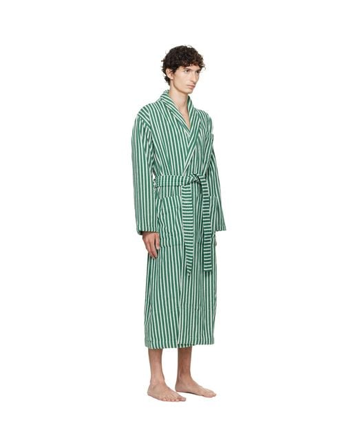 Tekla Green Terry Classic Bathrobe for men