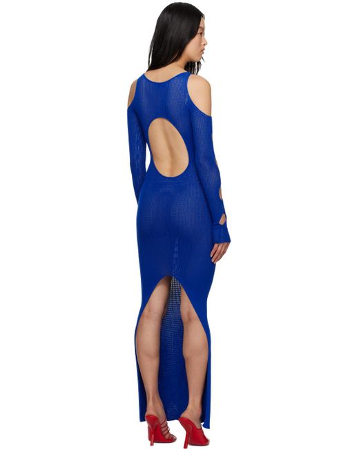 Off-White c/o Virgil Abloh Blue Hole Net Maxi Dress