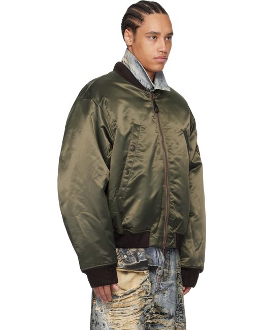 Acne Green Khaki Logogram Bomber Jacket for men