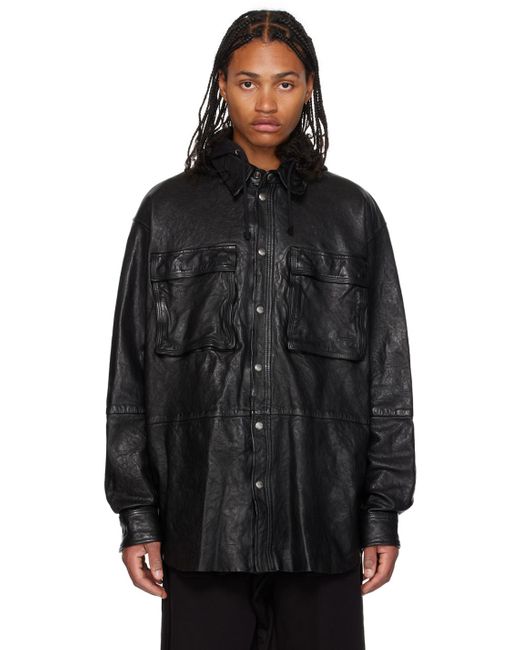 DIESEL Black L-sphinx Leather Jacket for men