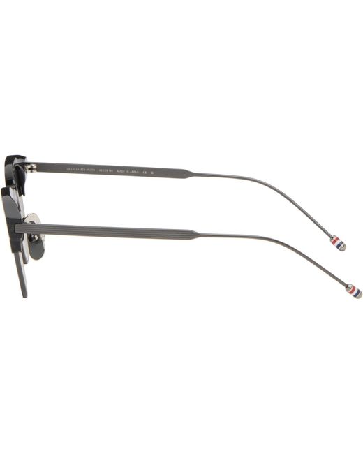Thom Browne Gray Acetate & Titanium Oval Sunglasses for men