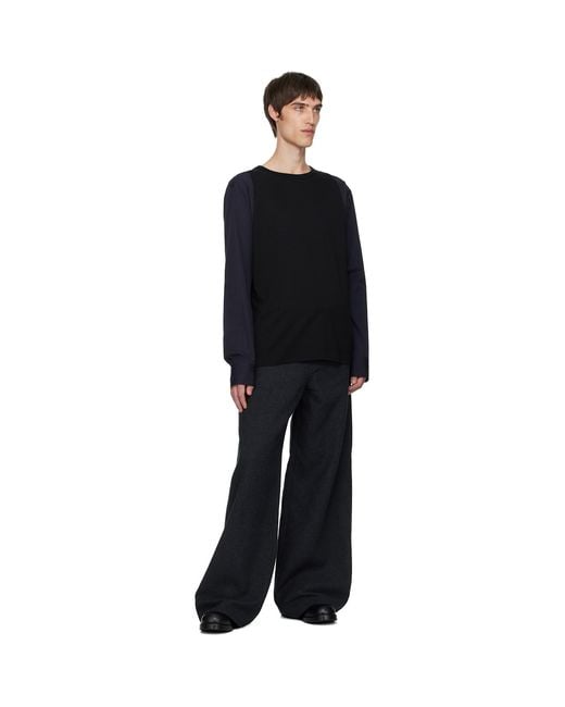 Dries Van Noten Black Contrast Sleeves T-Shirt for men
