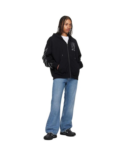 Off-White c/o Virgil Abloh Black Outline Double Arrow Skate Zip Hoodie for men