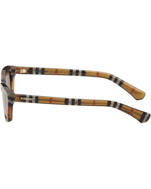 Burberry Brown Check Rectangle Sunglasses