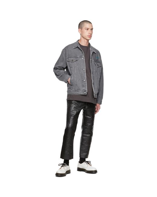 Song For The Mute Black Matelassé Faux-Leather Pants for men