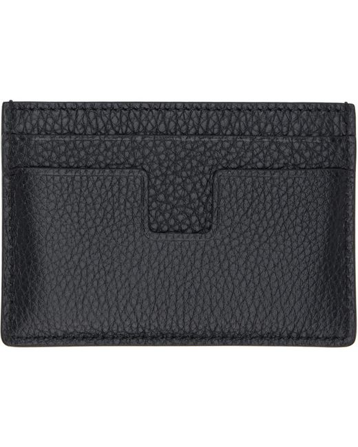 Tom Ford Black Grain Leather Classic Card Holder for men