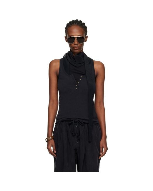 Isabel Marant Black Helma Silk Tank Top