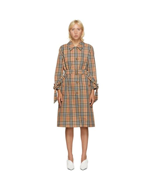 Burberry Natural Vintage Check Belted Trench Coat