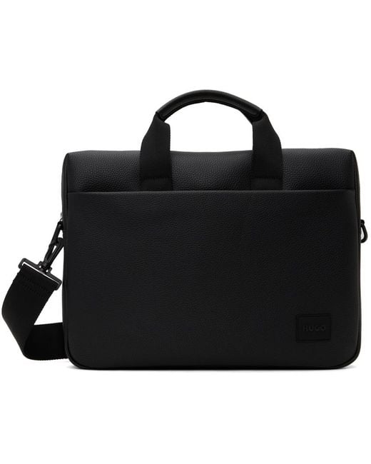 HUGO Black Faux-leather Briefcase for men