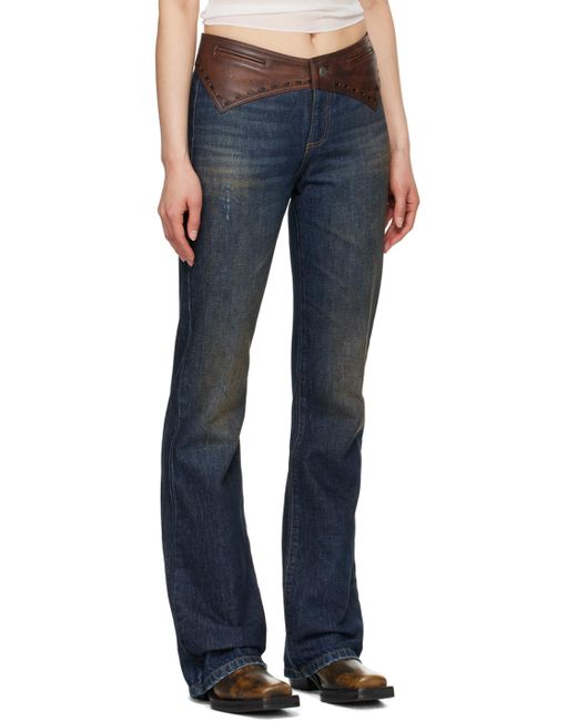 Guess USA Blue Contrast Leather Jeans