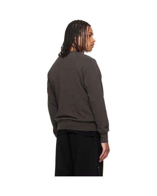 Les Tien Black French Terry Binded Neck Raglan Sweatshirt for men