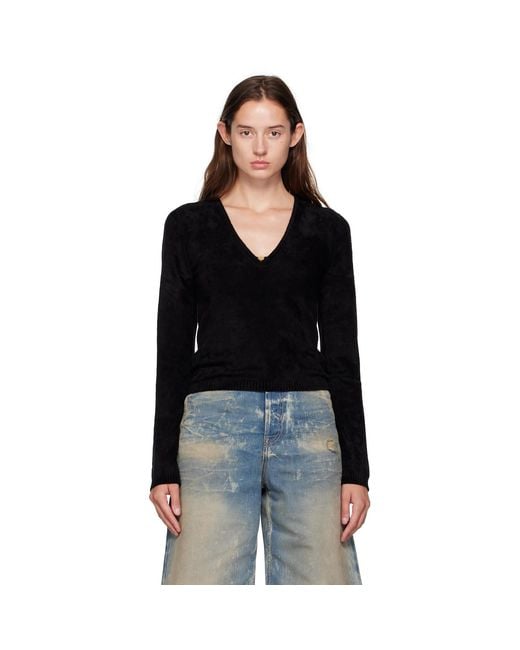 Amiri Black Velvet Ls Top