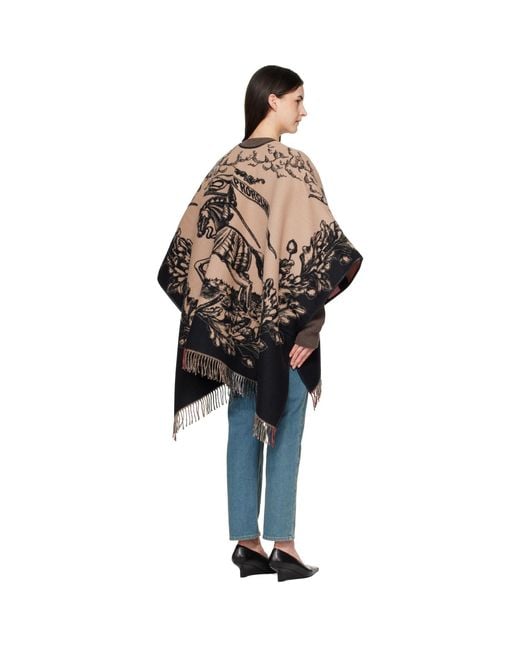 Burberry Black Gallant Knight Wool Cape