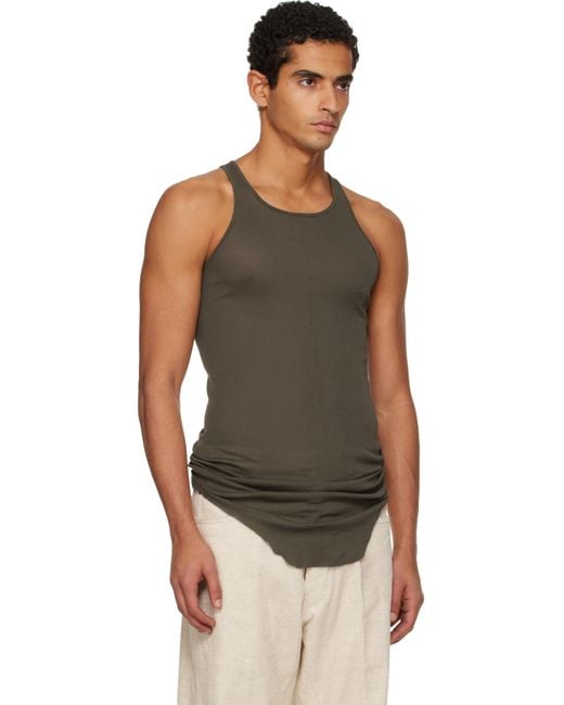 Rick Owens メンズ ブラック カーキ Concordians Basic リブタンク