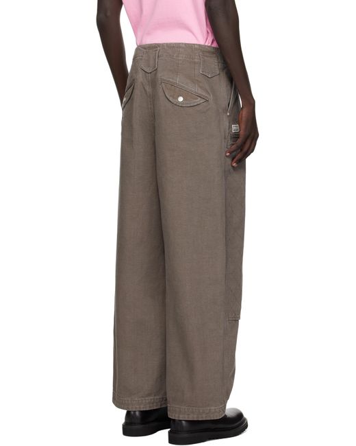 KENZO Brown Paris Weave' Double Knee Trousers for men