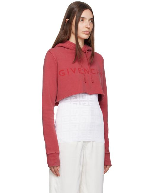 Givenchy Red Cropped Hoodie