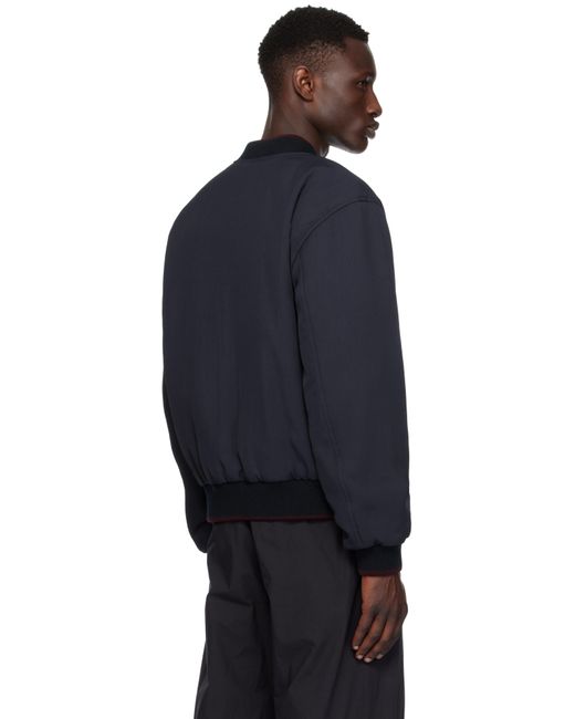 メンズ Dries Van Noten ネイビー リバーシブル ジャカード ボンバージャケット Blue