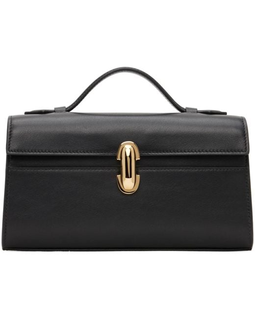 SAVETTE Black The Symmetry Leather Top Handle Bag