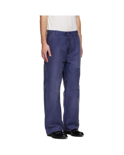 Maison Margiela Blue Workers Moleskin Trousers for men