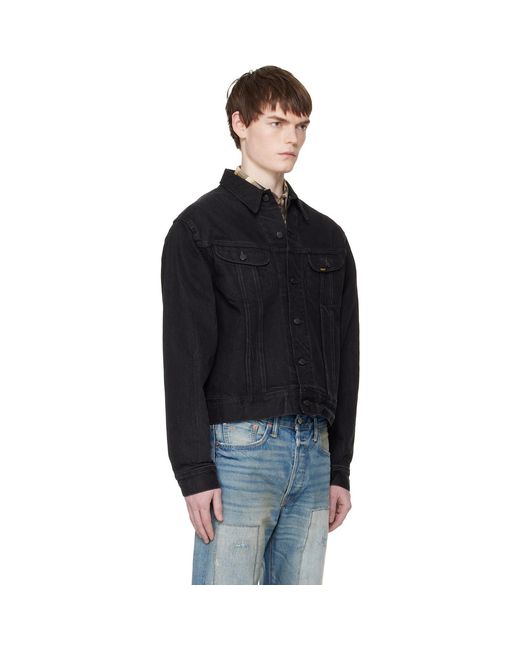 RRL Black Worn-In Denim Trucker Jacket for men