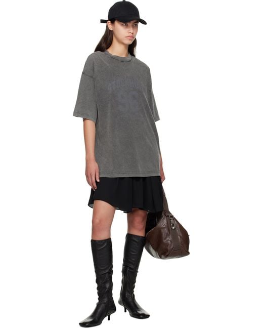 Acne グレー＆ブラック Tシャツ ミニワンピース Black