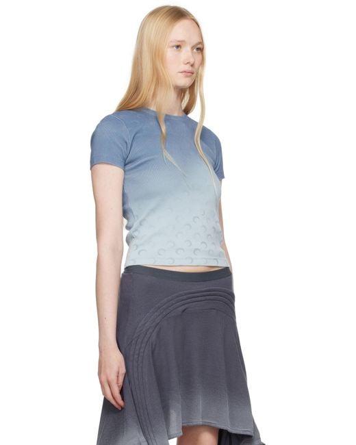 MARINE SERRE ブルー Moon Faded ジャージ ベビーフィット Tシャツ Blue