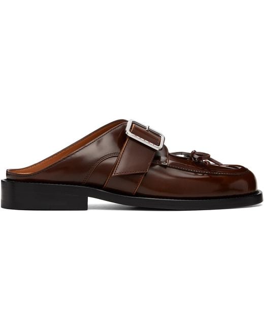 Marni Brown Buckle Sabot Loafers