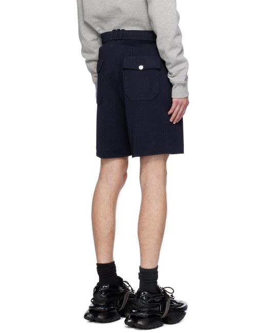 Short bleu marine à motif à logo en tricot jacquard Balmain pour homme en coloris Black
