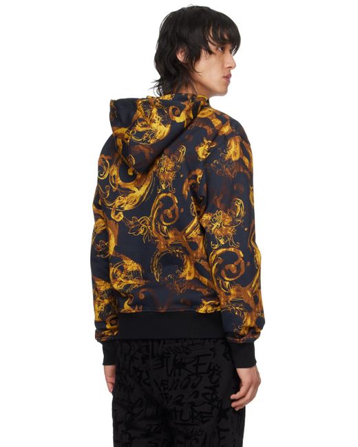 Versace Black Watercolour Couture Hoodie for men