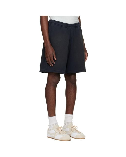 Acne Blue Printed-Logo Shorts for men
