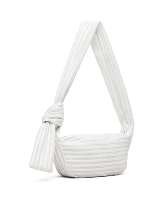 Issey Miyake White Off- Linear Knit 58 Bag