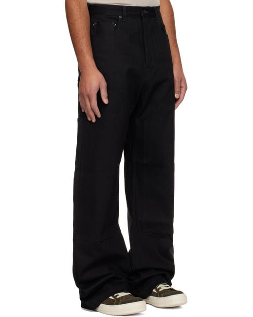 Rick Owens Black Concordians Strobe Double Knee Jeans for men