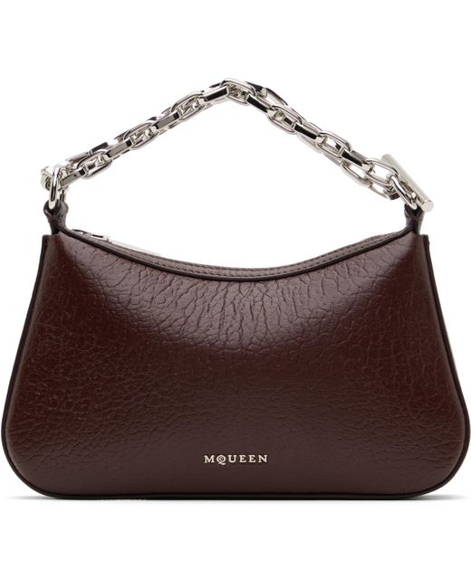 Alexander McQueen Brown Burgundy T-Bar Mini Bag