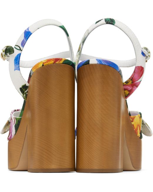 Dolce & Gabbana マルチカラー ジャカード プラットフォーム ヒールサンダル Green