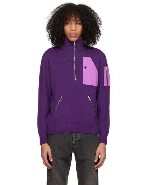 Winnie New York Purple Half-zip Sweater for men