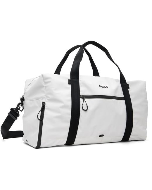 Boss Black Reflective-Zips Duffle Bag for men
