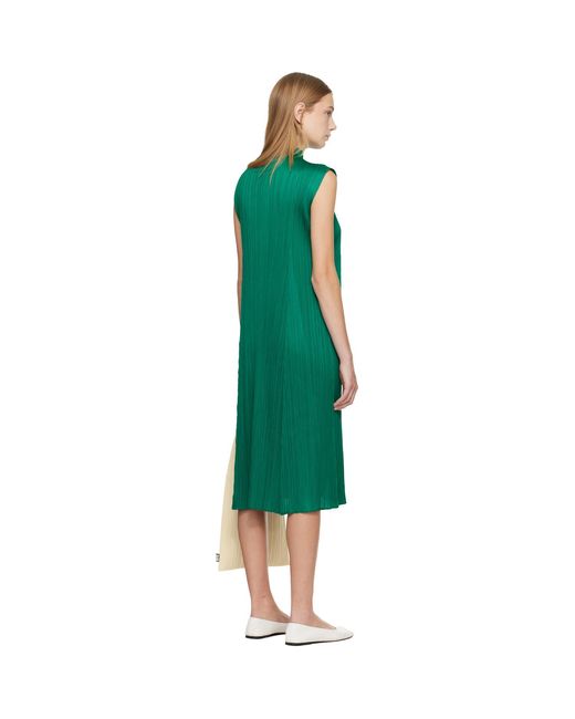 Pleats Please Issey Miyake Green Monthly Colors November Midi Dress